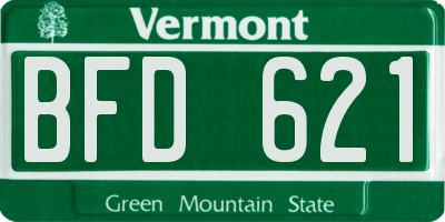 VT license plate BFD621