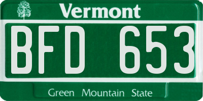 VT license plate BFD653