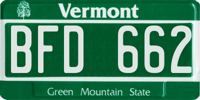 VT license plate BFD662