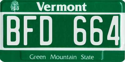 VT license plate BFD664