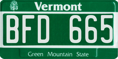 VT license plate BFD665