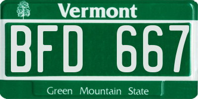 VT license plate BFD667