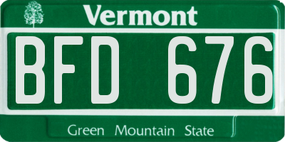 VT license plate BFD676