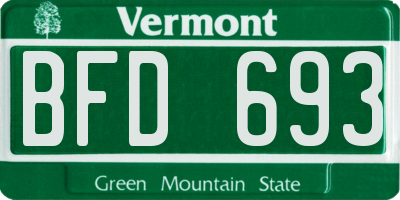 VT license plate BFD693