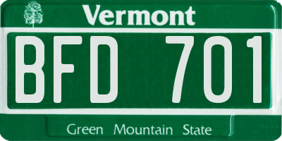 VT license plate BFD701