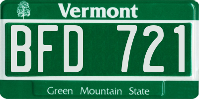 VT license plate BFD721