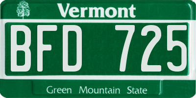 VT license plate BFD725