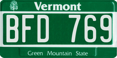 VT license plate BFD769