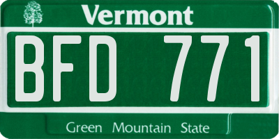 VT license plate BFD771