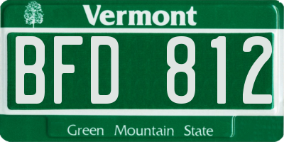 VT license plate BFD812