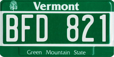 VT license plate BFD821