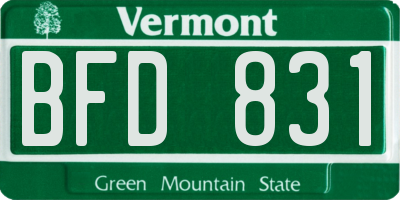 VT license plate BFD831