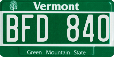 VT license plate BFD840