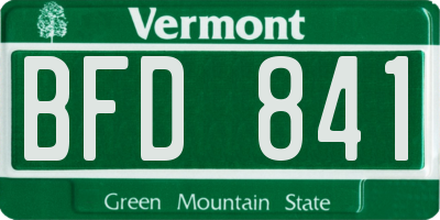 VT license plate BFD841
