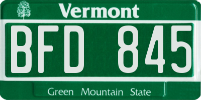 VT license plate BFD845