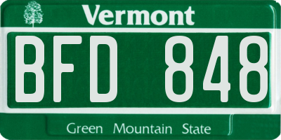 VT license plate BFD848