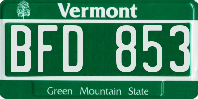 VT license plate BFD853