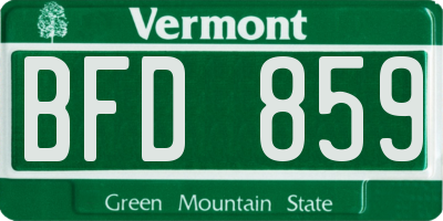 VT license plate BFD859