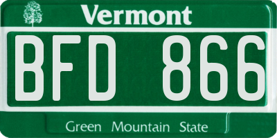 VT license plate BFD866