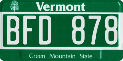 VT license plate BFD878