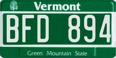 VT license plate BFD894