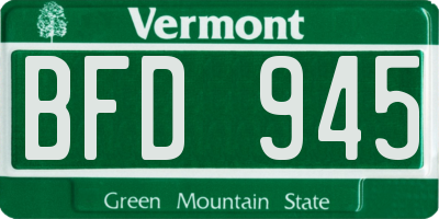 VT license plate BFD945