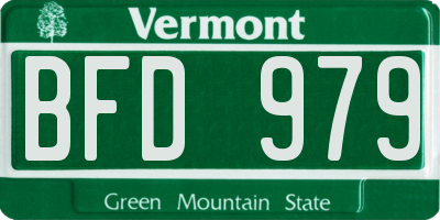 VT license plate BFD979