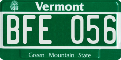 VT license plate BFE056