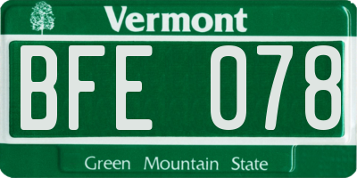 VT license plate BFE078