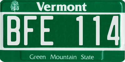 VT license plate BFE114