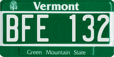 VT license plate BFE132
