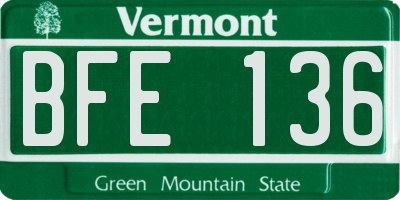 VT license plate BFE136