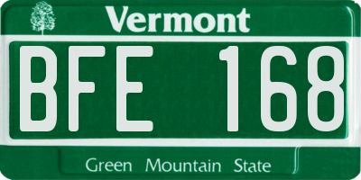 VT license plate BFE168