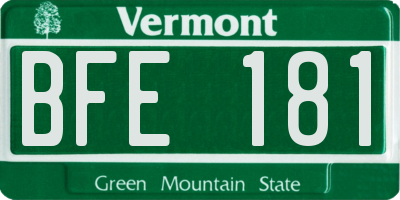 VT license plate BFE181