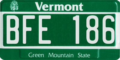 VT license plate BFE186