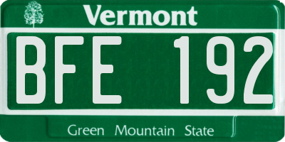VT license plate BFE192