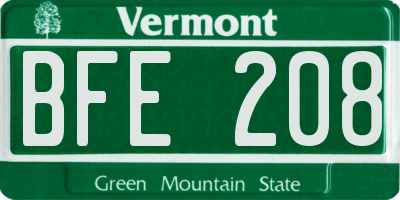 VT license plate BFE208
