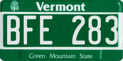 VT license plate BFE283