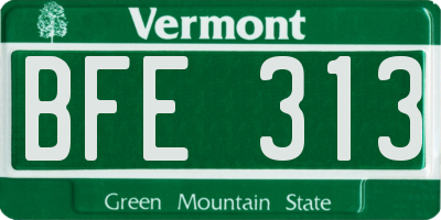 VT license plate BFE313