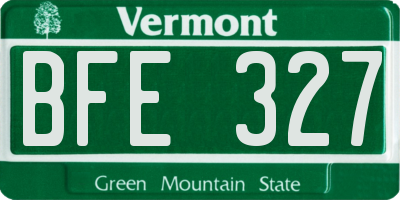 VT license plate BFE327