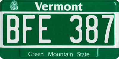 VT license plate BFE387