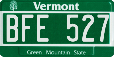 VT license plate BFE527