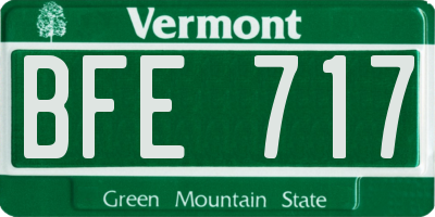 VT license plate BFE717