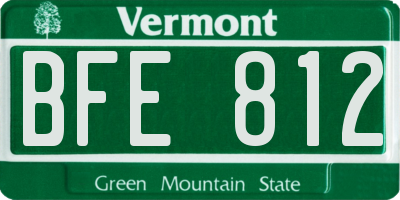 VT license plate BFE812
