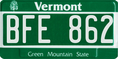 VT license plate BFE862