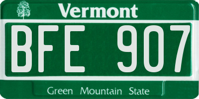 VT license plate BFE907
