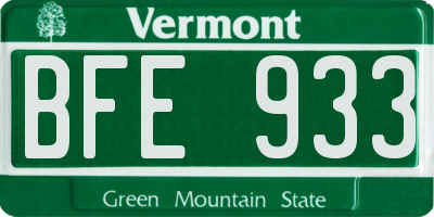 VT license plate BFE933