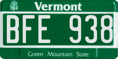 VT license plate BFE938