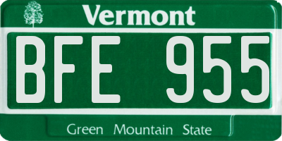 VT license plate BFE955