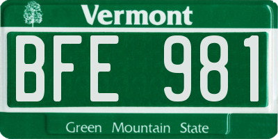 VT license plate BFE981